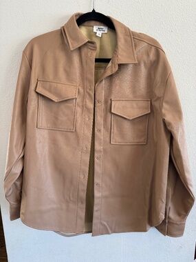 The Drop - lisadnyc Tan Vegan Leather Shacket Medium